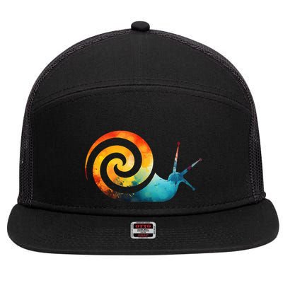 Simple snail Animals Funny little Minimalist Snail  7 Panel Mesh Trucker Snapback Hat