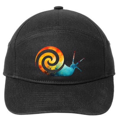 Simple snail Animals Funny little Minimalist Snail  7-Panel Snapback Hat