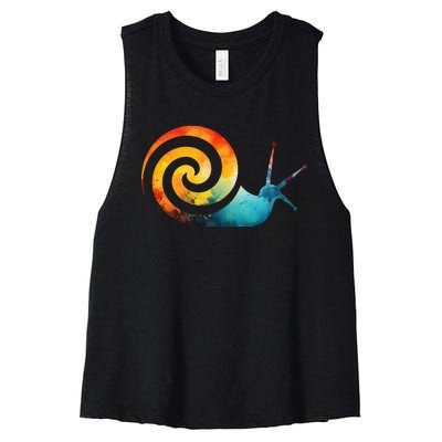 Simple snail Animals Funny little Minimalist Snail  Women's Racerback Cropped Tank