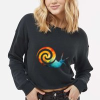Simple snail Animals Funny little Minimalist Snail  Cropped Pullover Crew