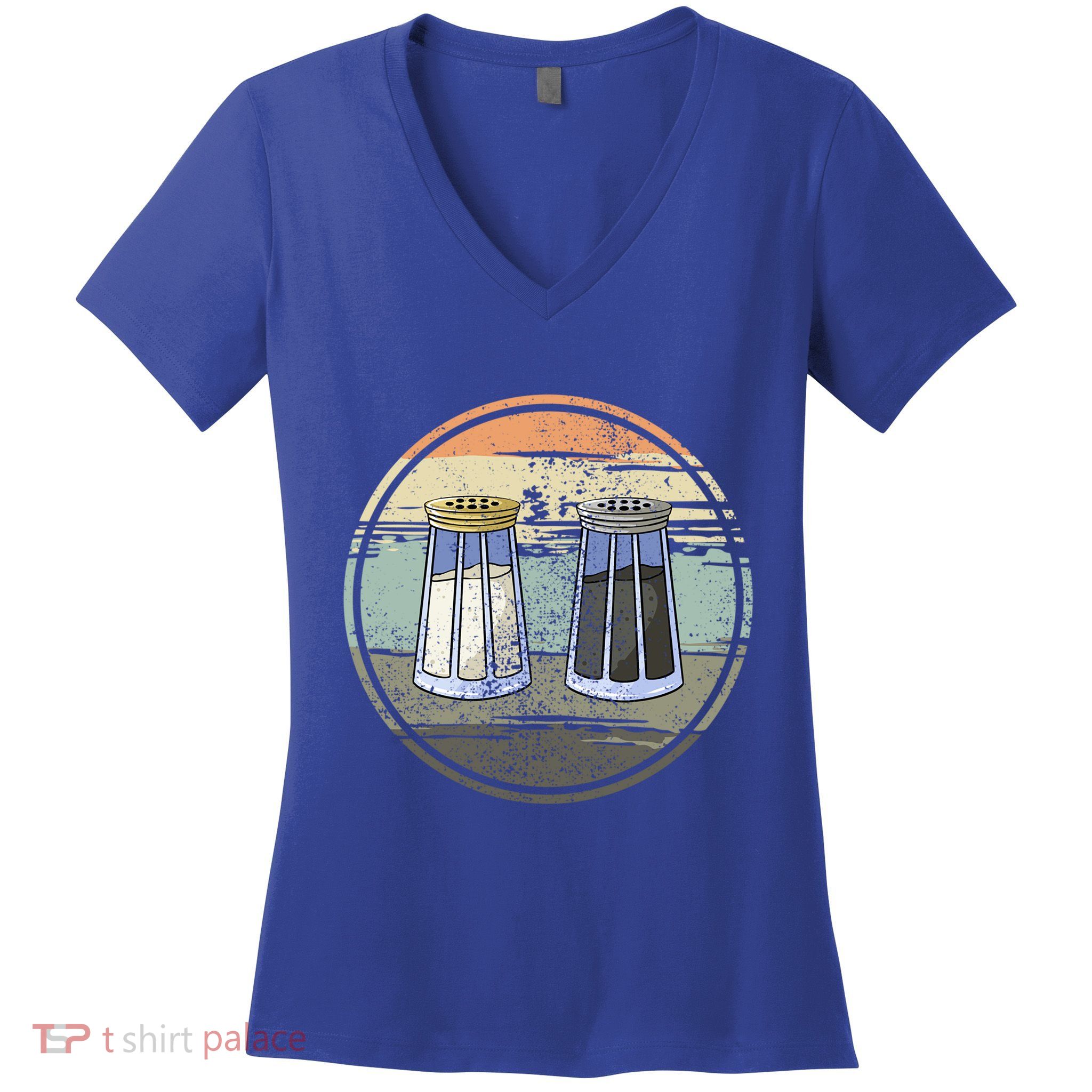 Salt Shaker And Pepper Retro Salt Lover Pepper Lover Salt Funny Gift Women's V-Neck T-Shirt