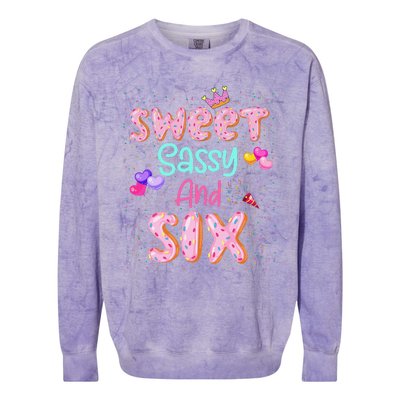 Sweet Sassy And Six Birthday For Girl 6 Year Old Colorblast Crewneck Sweatshirt