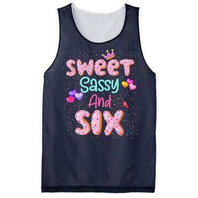 Sweet Sassy And Six Birthday For Girl 6 Year Old Mesh Reversible Basketball Jersey Tank