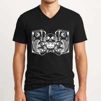 Skull Speakers Audio Gothic Regular V-Neck T-Shirt