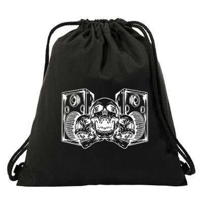 Skull Speakers Audio Gothic Regular Drawstring Bag