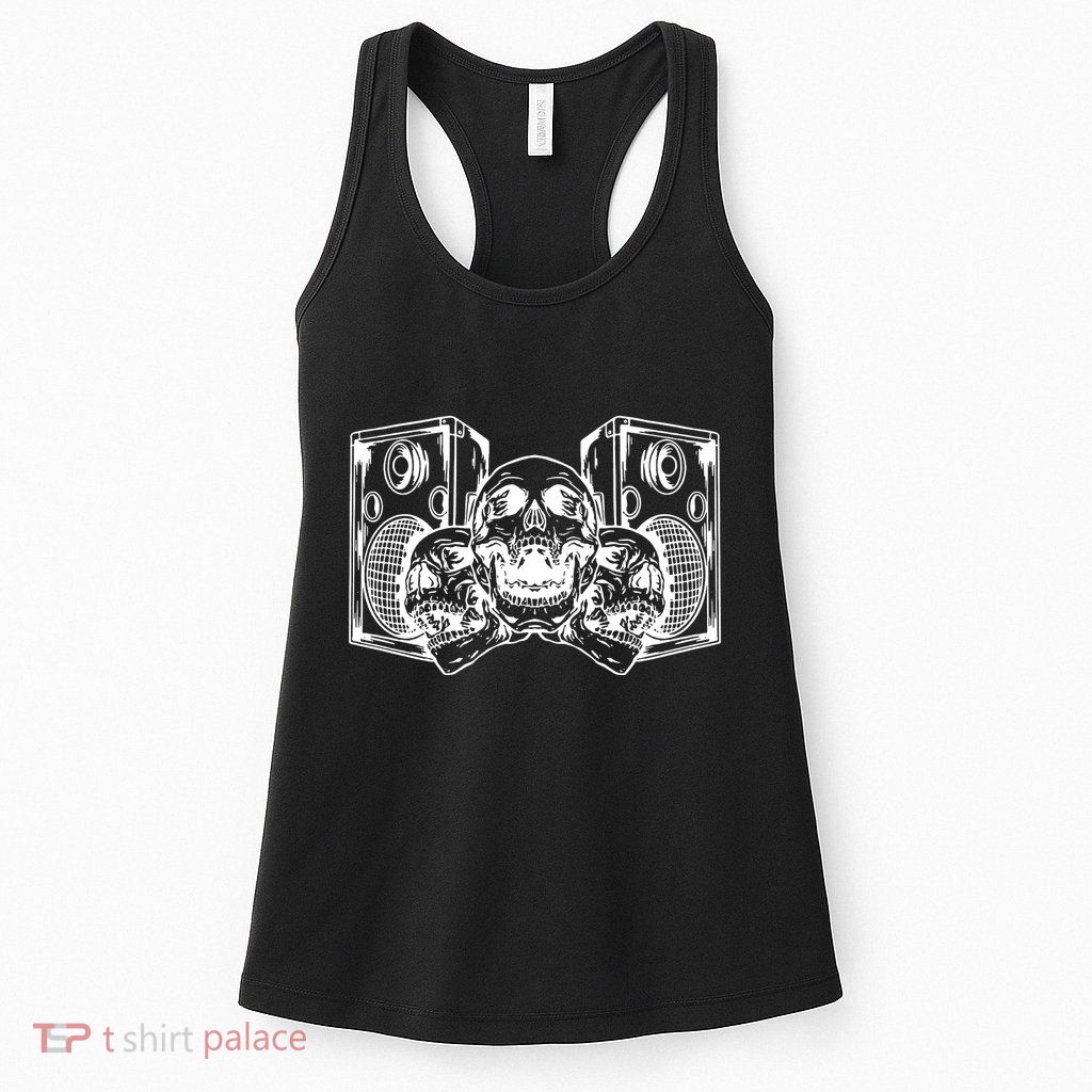 Skull Speakers Audio Gothic Regular Womens Tank Top