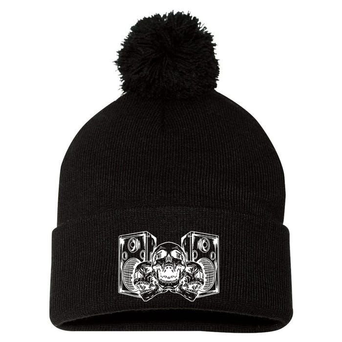 Skull Speakers Audio Gothic Regular Pom Pom 12in Knit Beanie