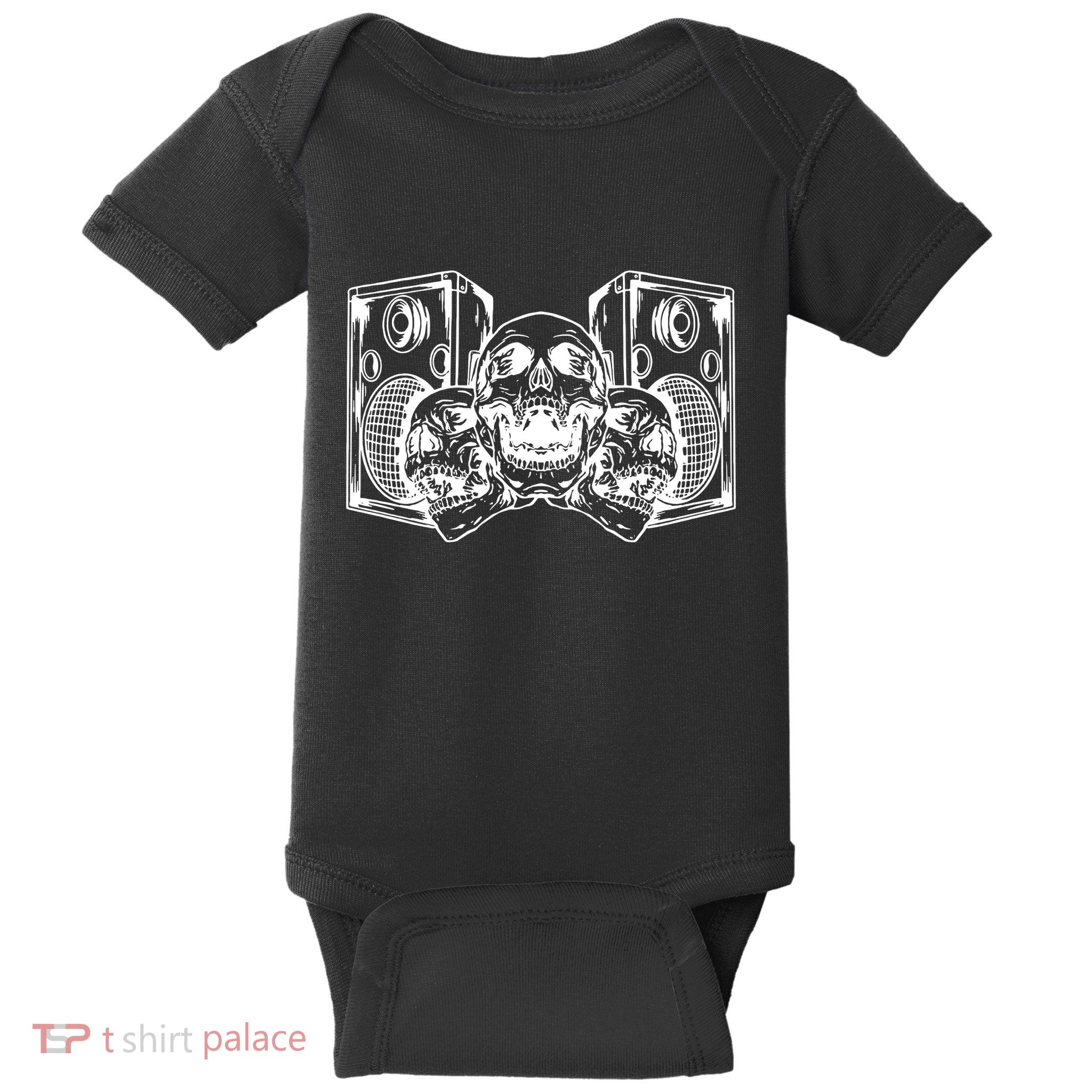 Skull Speakers Audio Gothic Regular Baby Bodysuit