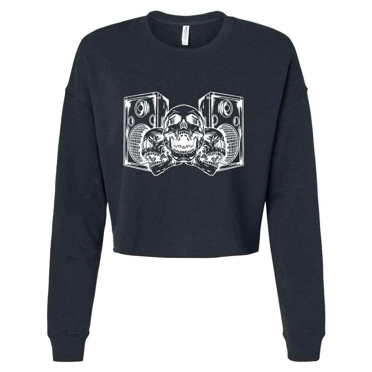 Skull Speakers Audio Gothic Regular Cropped Pullover Crew