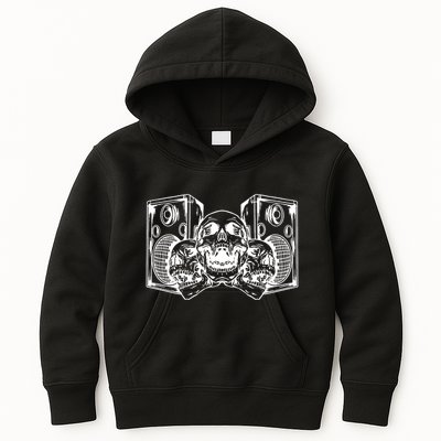Skull Speakers Audio Gothic Regular Kids Hoodie