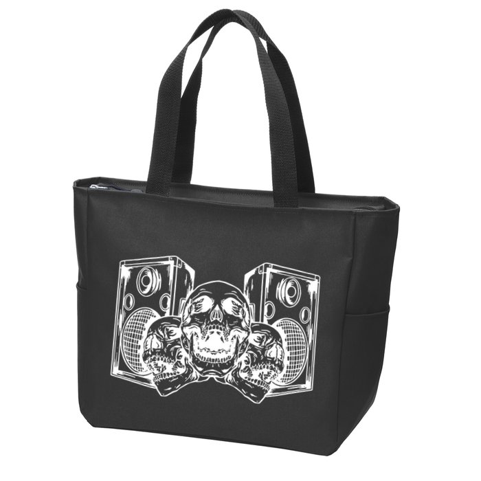 Skull Speakers Audio Gothic Regular Zip Tote Bag