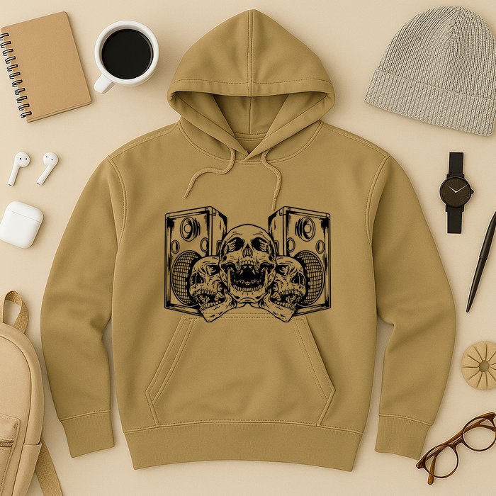 Skull Speakers Audio Gothic Regular Hoodie