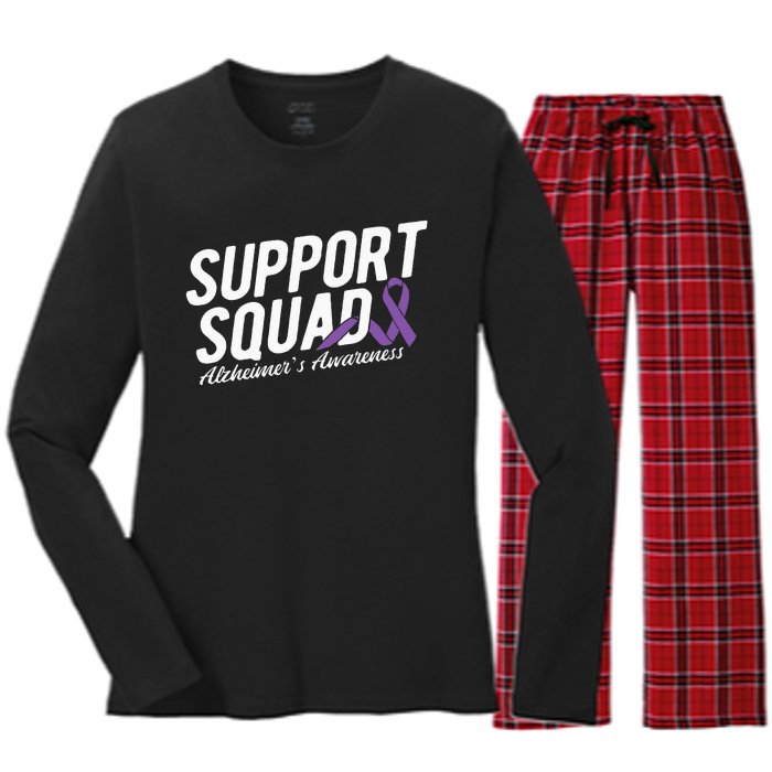 Support Squad Alzheimers Awareness Women's Long Sleeve Flannel Pajama Set 