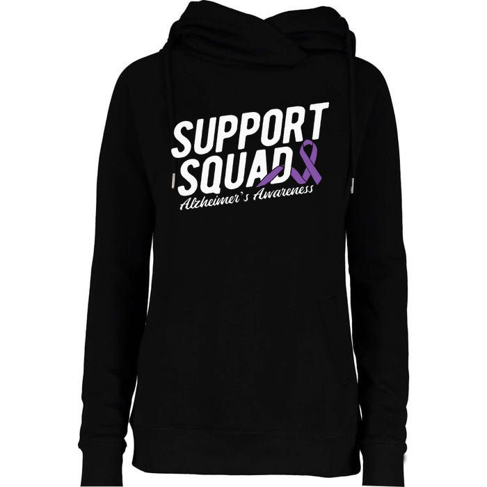 Support Squad Alzheimers Awareness Womens Funnel Neck Pullover Hood