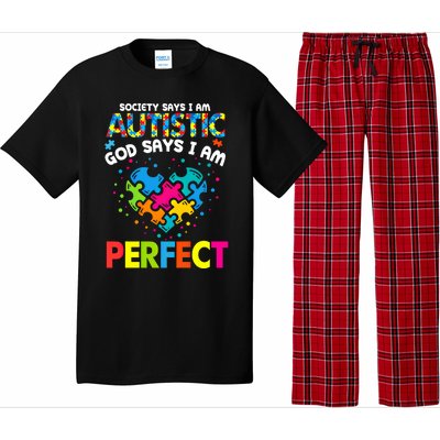 Society Says Autistic God Says IM Perfect Autism Heart Gift Pajama Set