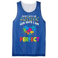 Society Says Autistic God Says IM Perfect Autism Heart Gift Mesh Reversible Basketball Jersey Tank