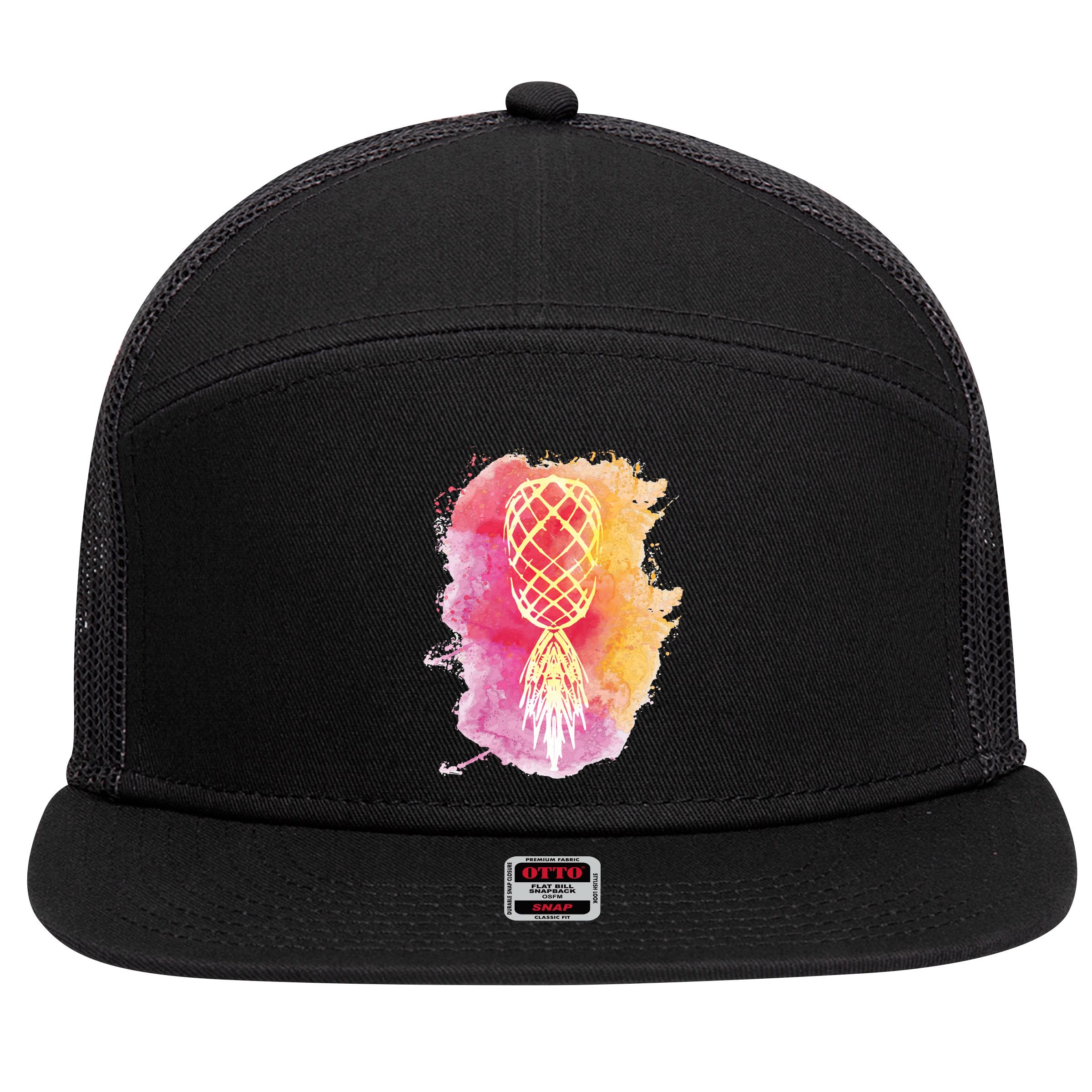 Swingers Subtle Artistic Upside Down Pineapple Gift 7 Panel Mesh Trucker Snapback Hat