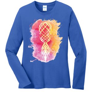 Swingers Subtle Artistic Upside Down Pineapple Gift Ladies Long Sleeve Shirt