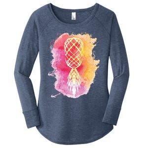 Swingers Subtle Artistic Upside Down Pineapple Gift Women's Perfect Tri Tunic Long Sleeve Shirt