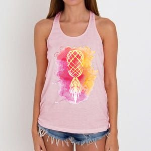 Swingers Subtle Artistic Upside Down Pineapple Gift Women's Knotted Racerback Tank