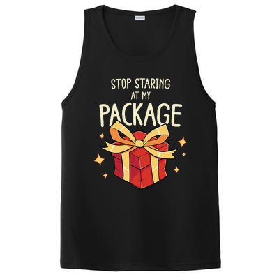 Stop Staring At My Package Funny Rude Xmas Christmas PosiCharge Competitor Tank