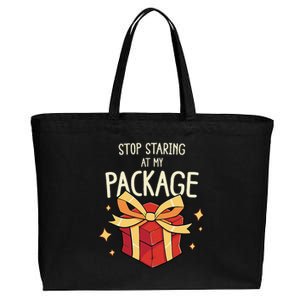 Stop Staring At My Package Funny Rude Xmas Christmas Cotton Canvas Jumbo Tote