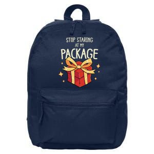 Stop Staring At My Package Funny Rude Xmas Christmas 16 in Basic Backpack