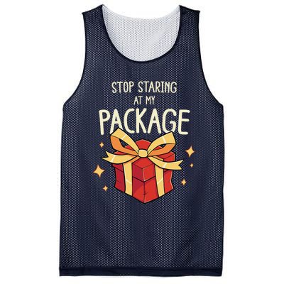 Stop Staring At My Package Funny Rude Xmas Christmas Mesh Reversible Basketball Jersey Tank