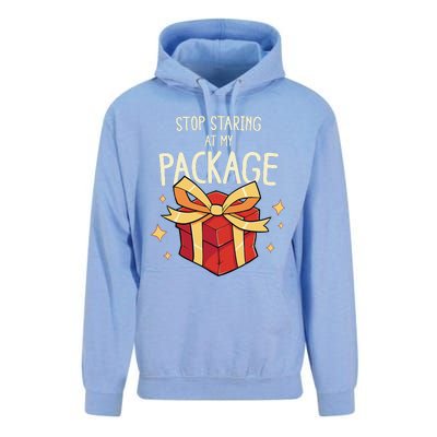 Stop Staring At My Package Funny Rude Xmas Christmas Unisex Surf Hoodie