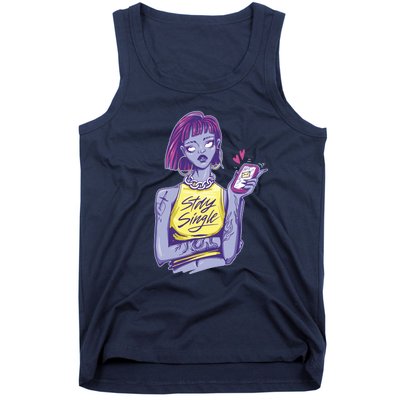 Stay Single Anti Valentines Girl Singles Day Single Ladies Tank Top