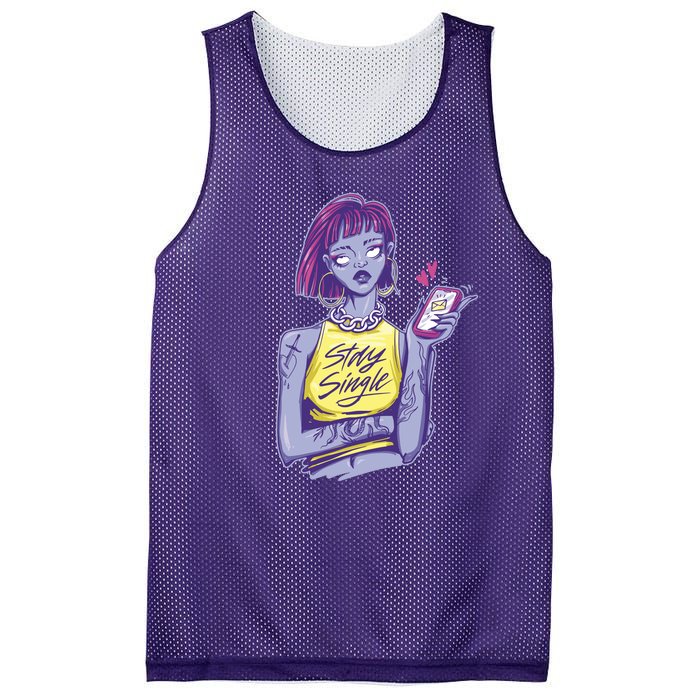 Stay Single Anti Valentines Girl Singles Day Single Ladies Mesh Reversible Basketball Jersey Tank