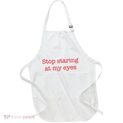 Stop Staring At My Eyes Red Full-Length Apron With Pockets