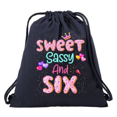 Sweet Sassy And Six Birthday For 6 Year Old Drawstring Bag