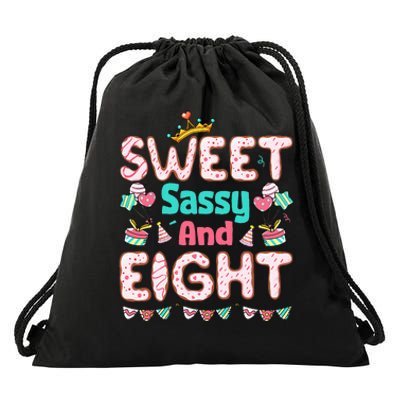 Sweet Sassy And Eight Birthday 8 Year Old Drawstring Bag