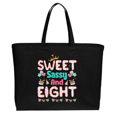 Sweet Sassy And Eight Birthday 8 Year Old Cotton Canvas Jumbo Tote