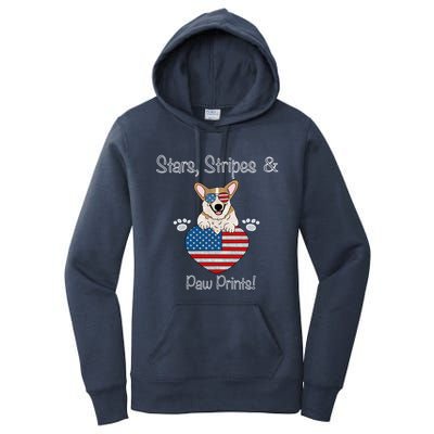 Stars Stripes And Paw Printspembroke Welsh Corgi Indian Creek Funny Gift Women's Pullover Hoodie