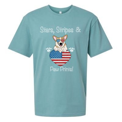 Stars Stripes And Paw Printspembroke Welsh Corgi Indian Creek Funny Gift Sueded Cloud Jersey T-Shirt