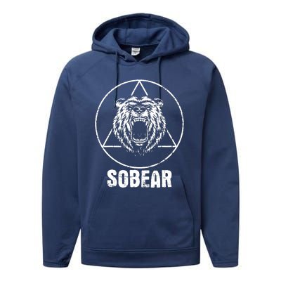 Sobear Sobriety Anniversary Sober Aa Na Recovery Performance Fleece Hoodie