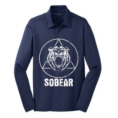 Sobear Sobriety Anniversary Sober Aa Na Recovery Silk Touch Performance Long Sleeve Polo