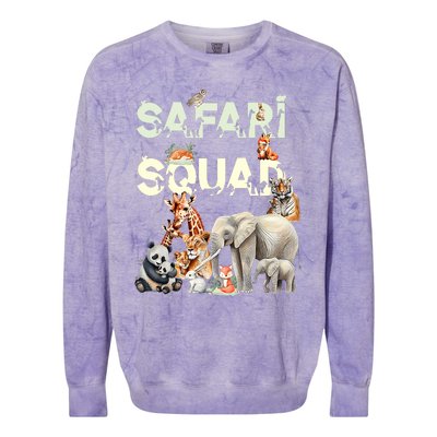 Safari Squad Animals Funny Zoo Animal Lovers Funny Safari Colorblast Crewneck Sweatshirt