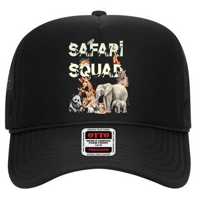 Safari Squad Animals Funny Zoo Animal Lovers Funny Safari High Crown Mesh Back Trucker Hat