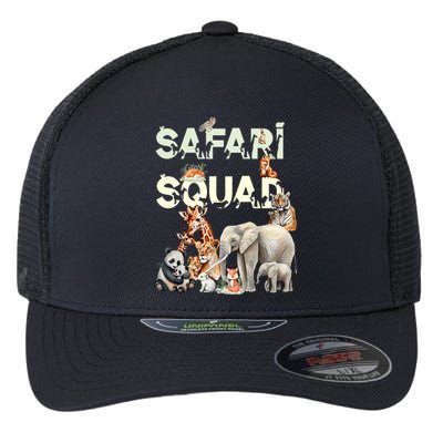 Safari Squad Animals Funny Zoo Animal Lovers Funny Safari Flexfit Unipanel Trucker Cap