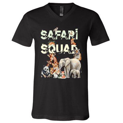 Safari Squad Animals Funny Zoo Animal Lovers Funny Safari V-Neck T-Shirt