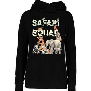 Safari Squad Animals Funny Zoo Animal Lovers Funny Safari Womens Funnel Neck Pullover Hood