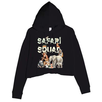 Safari Squad Animals Funny Zoo Animal Lovers Funny Safari Crop Fleece Hoodie
