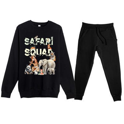 Safari Squad Animals Funny Zoo Animal Lovers Funny Safari Premium Crewneck Sweatsuit Set