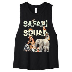 Safari Squad Animals Funny Zoo Animal Lovers Funny Safari Women's Racerback Cropped Tank