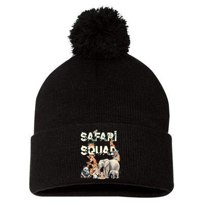 Safari Squad Animals Funny Zoo Animal Lovers Funny Safari Pom Pom 12in Knit Beanie