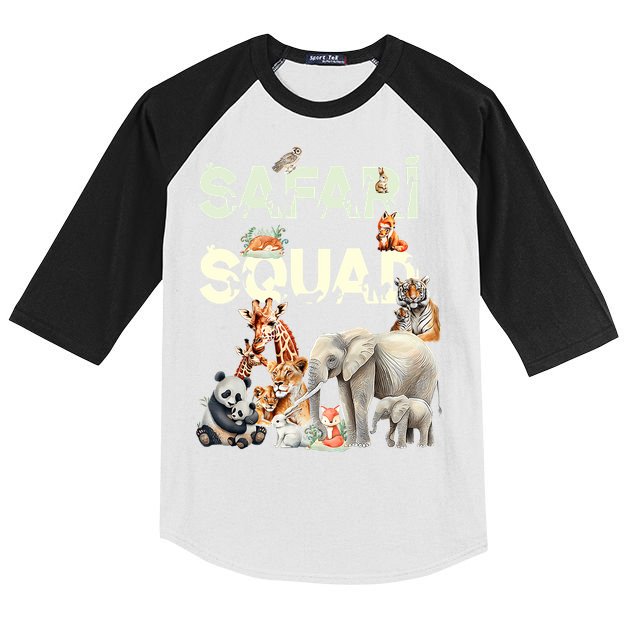Safari Squad Animals Funny Zoo Animal Lovers Funny Safari Kids Colorblock Raglan Jersey