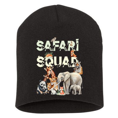 Safari Squad Animals Funny Zoo Animal Lovers Funny Safari Short Acrylic Beanie